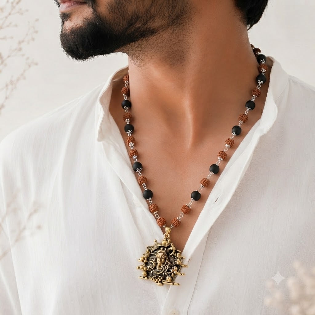 Rudraksha karungali Mala with 12 Jyotirling Shiv Pendant