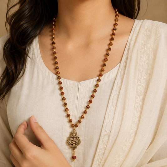 OM Shiva Trishool Rudraksha Necklace 54 Beads