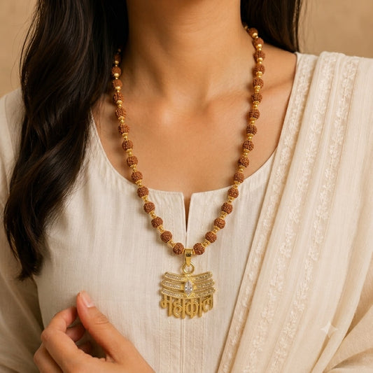 Gold Plated Rudraksha Mahakaal Necklace
