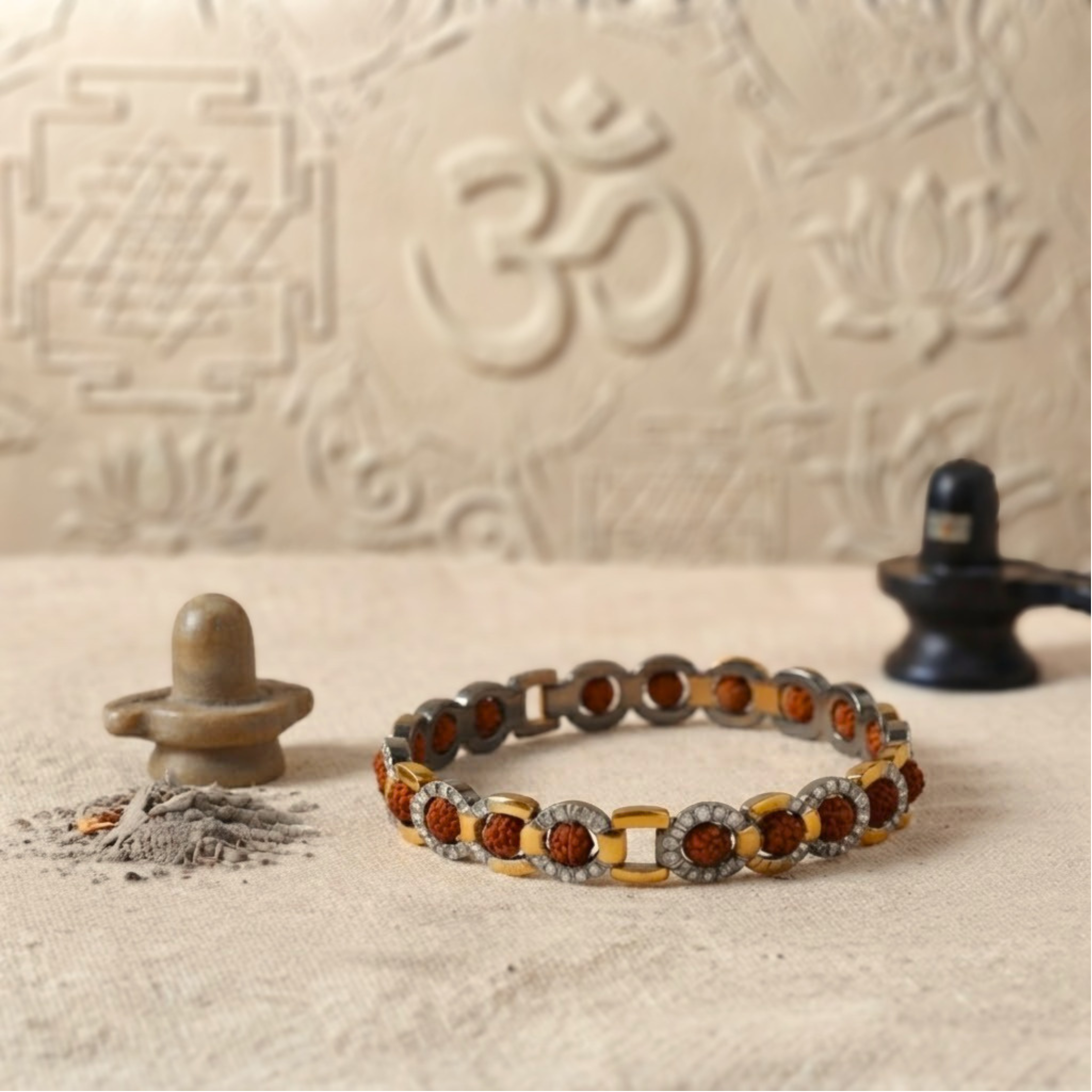 Divine Dual Tone Arc Chain Rudraksha Bracelet