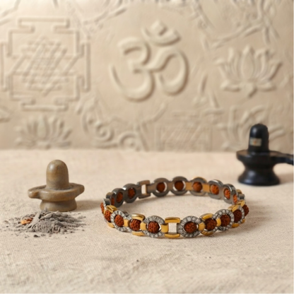 Divine Dual Tone Arc Chain Rudraksha Bracelet