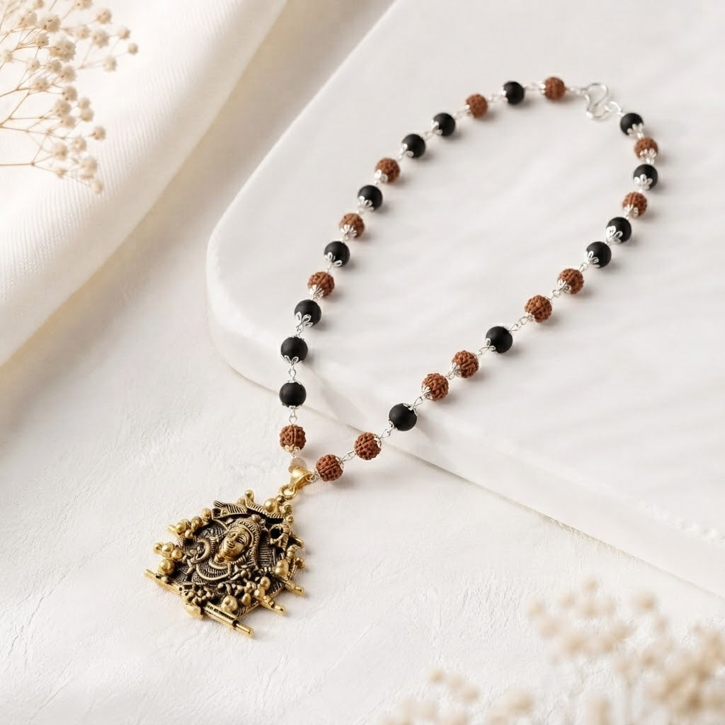 Rudraksha karungali Mala with 12 Jyotirling Shiv Pendant