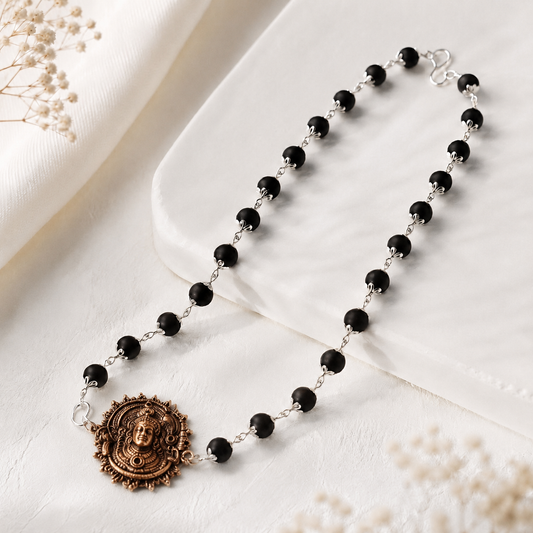 Karungali Mala (Copper Wire) with Lord Murugan Face Pendant in Copper