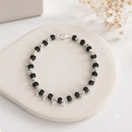 Karungali Beads Floral Silver Bracelet