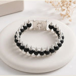 Silver-Plated Karungali Chain Bracelet - Made from Natural Ebony Wood