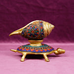 Brass Tortoise with Conch Shell Idol