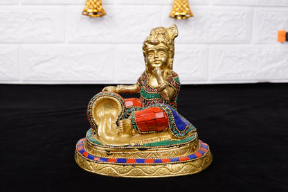 Brass Krishna with Butter Idol
