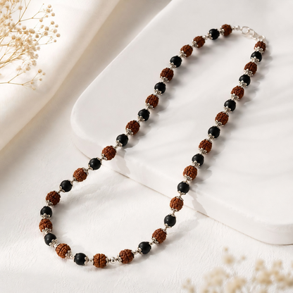 Karungali & Rudraksha Silver Cap Malai