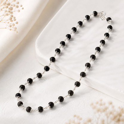 Karungali Silver Cap Malai — Pure Ebony Wood with Premium Silver Caps