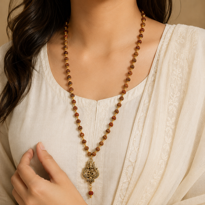 OM Shiva Trishool Rudraksha Necklace 54 Beads